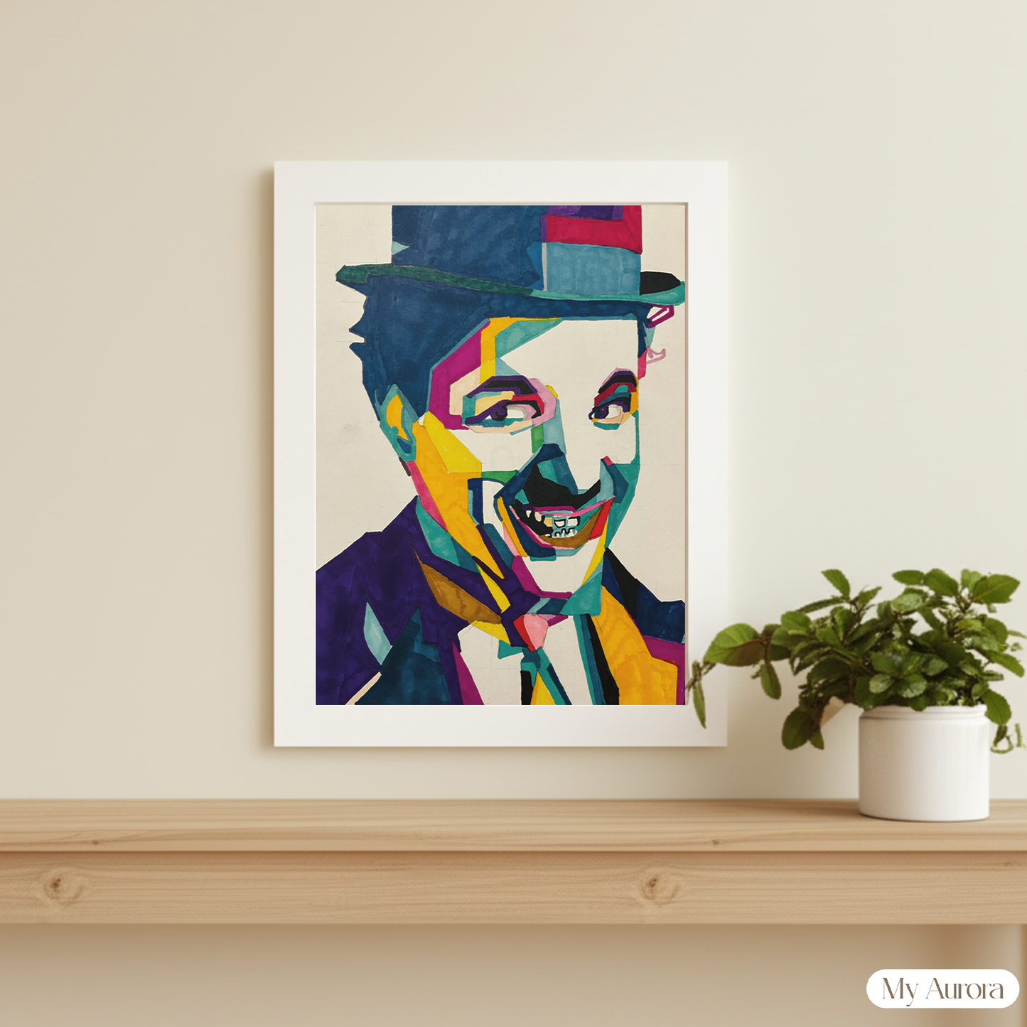 Charlie Chaplin Pop Art: Original Hand-Drawn Painting