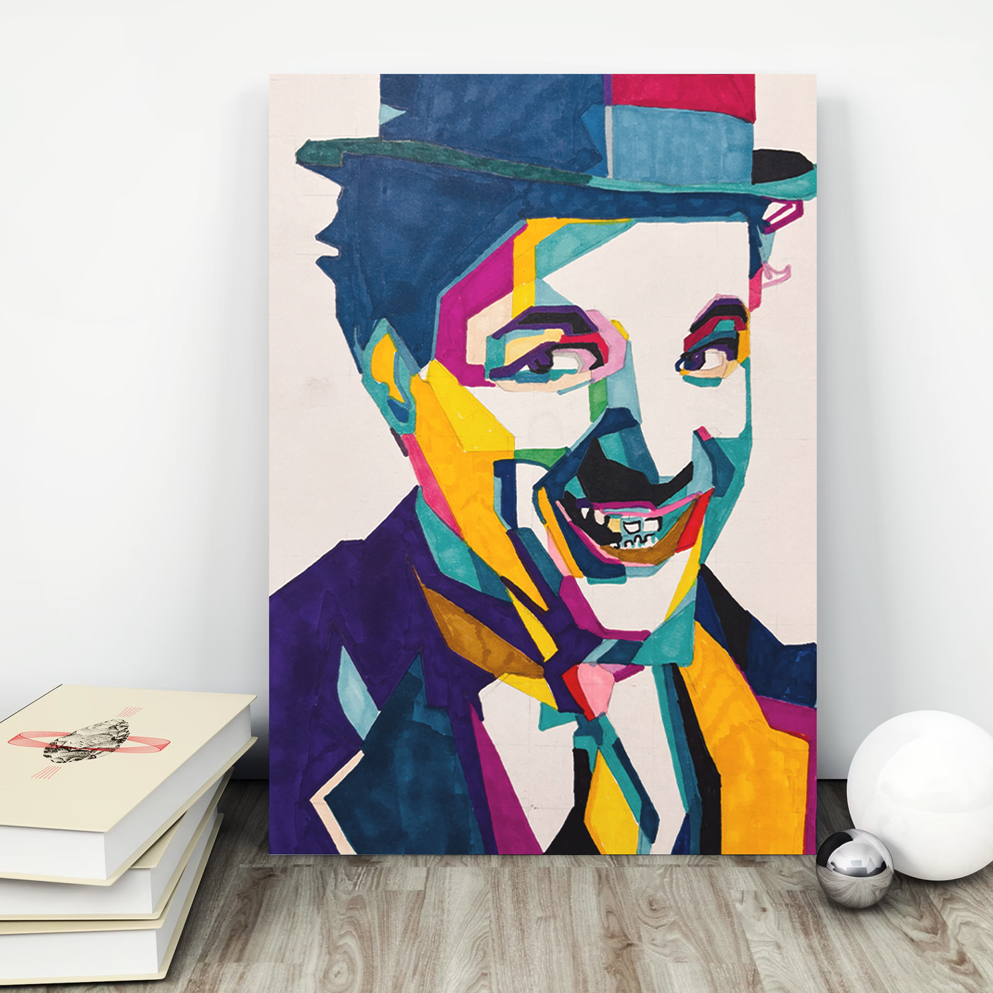 Charlie Chaplin Pop Art: Original Hand-Drawn Painting