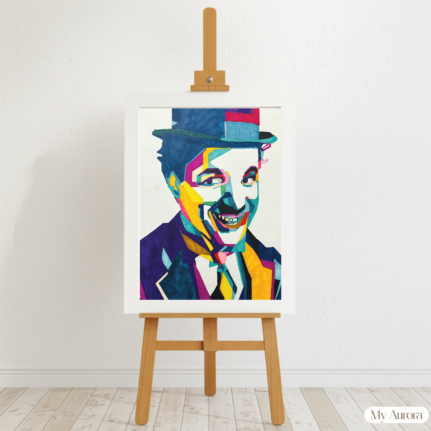 Charlie Chaplin Pop Art: Original Hand-Drawn Painting