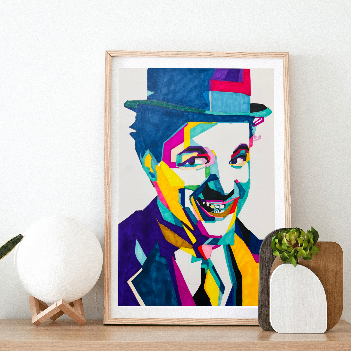 Charlie Chaplin Pop Art: Original Hand-Drawn Painting